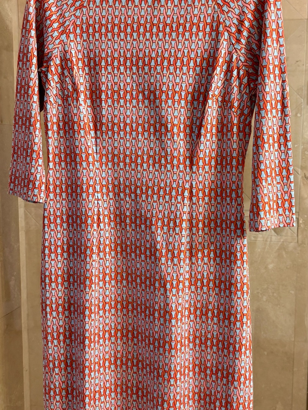 J. McLaughlin Geometric Long-Sleeve Shift Dress